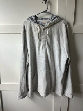 Marine Layer Light Gray Striped Hooded Pullover